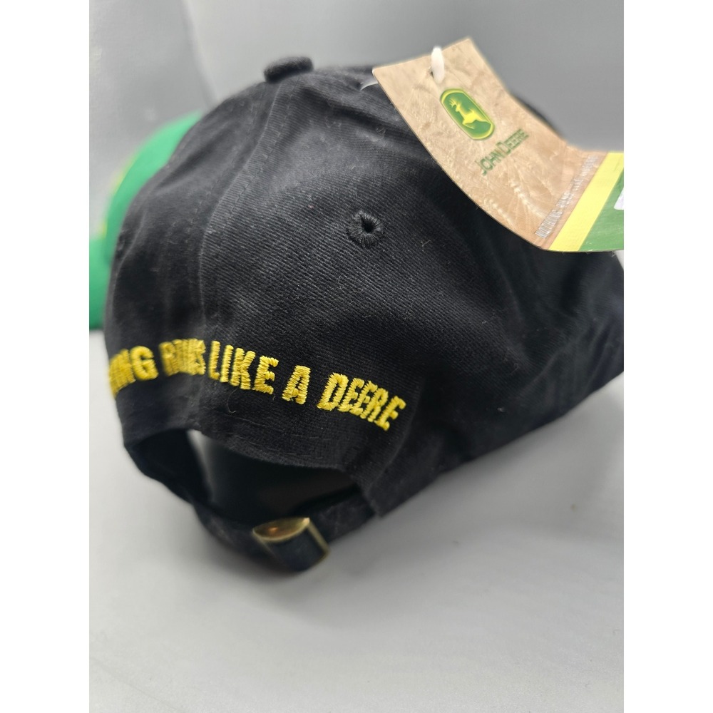 John Deere Baseball Cap Bundle Green and Black Embroidered Logo Hats 2 Pack - Picture 9 of 14